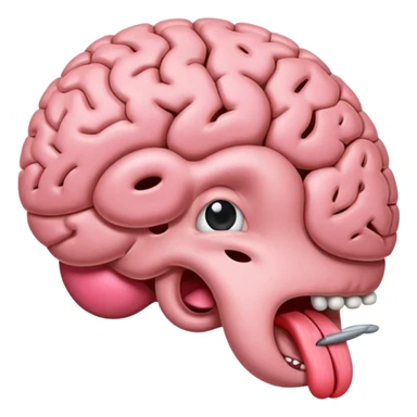 Tongue sticking out of brain with extra grey matter and sopping sticker