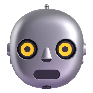 polished minimalistic perfectly round steel robot face, simple clean design sticker