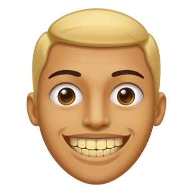 Straight face emoji with gold teeth sticker