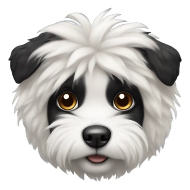 Fluffy dog with black face and white chest with black patches face only  sticker