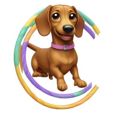 wiener dog in hoola hoop sticker