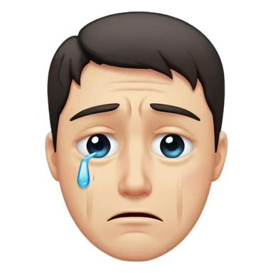 A man with tears streaming down his face, crying with sadness sticker