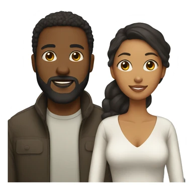 Couple black man with beard and mixed race woman sticker