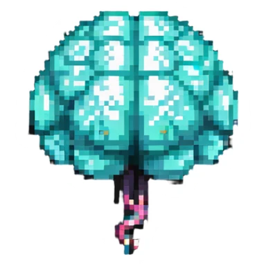 brain in pixel art style sticker