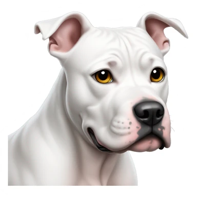 perro pitbull blanco con manchitas negras en sus orejas sticker