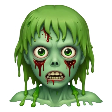 zombie slime youthful face, messy brown fringe, sticker