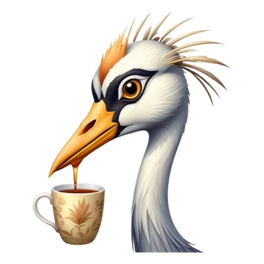 Crane drinking tea  sticker