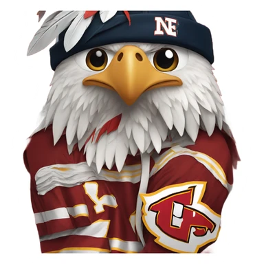 an eagle in a chiefs uniform crying sticker