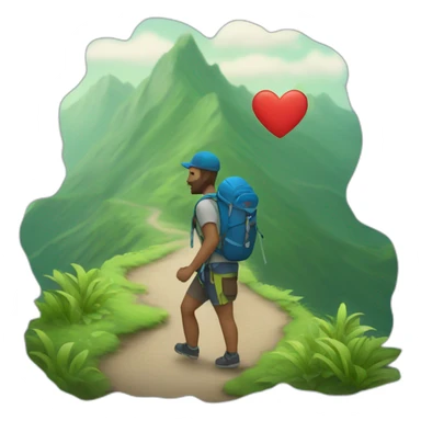 Heart-man hiking sticker