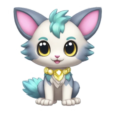 Cute Kawaii Chibi Anthro Fur-Sona Pretty Shiny Colorful Sparkly Fakemon Full Body sticker