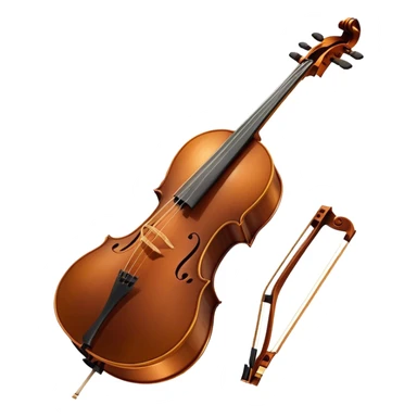 Cinematic Realistic Cello, deep brown polished wood, elegant f-holes curving gracefully, warm golden lighting creating depth, bow gently resting on the strings, glowing with the rich resonance of classical artistry. sticker