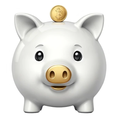 white piggy bank with a coin sticker