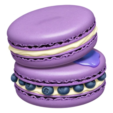 A macaron with purple cream and blueberries opened sticker