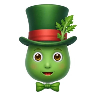 green vegetable with a top hat sticker