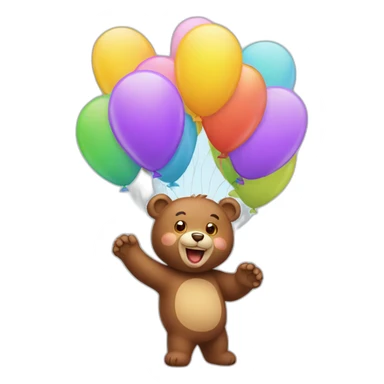 happy bear with balloons  sticker