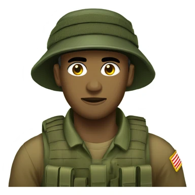 recon marine in jungle fatigues with bush hat sticker