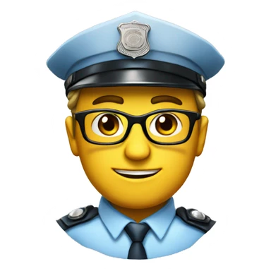 nerd emoji with police hat sticker