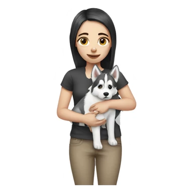 Pale girl holding a husky sticker