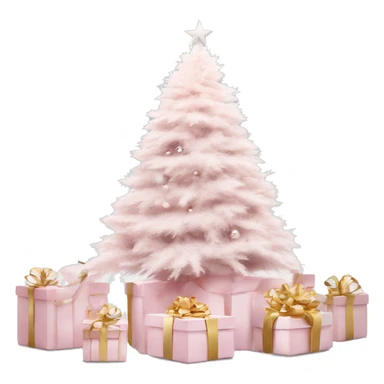 Light pink Christmas gifts under a white Christmas tree  sticker
