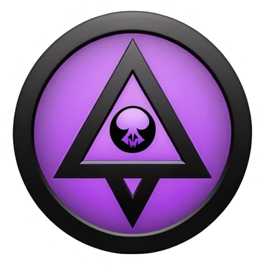 Emoji, dark futuristic occult sigil, symmetrical geometric shape, black metal with faint violet glow, gothic cyber aesthetic, minimal flat design, sharp edges, centered, transparent background sticker