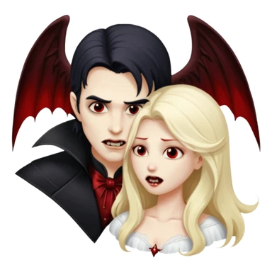 Vampire man biting angel woman sticker
