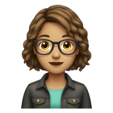girl with brown hair wearing glasses sticker