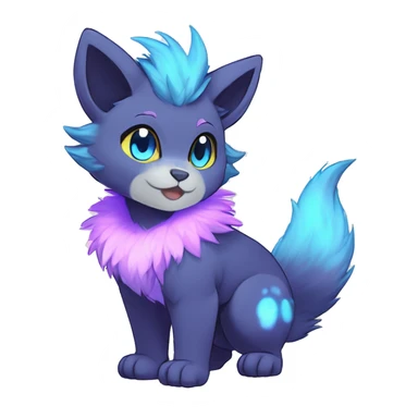 Anthro Fluffy Cool Cute Magical Elemental Shiny Colorful Neon Vibrant Colors Sparkle Kemono-style Chibi Fantasy-Animal-Fakémon-Pokémon-Hybrid Fur Sona Aesthetic Full Body sticker