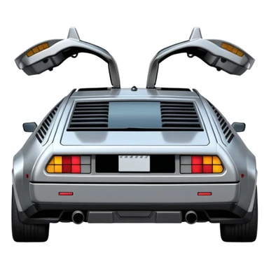 Silver DMC 12 Delorean backview sticker