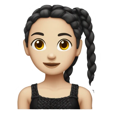 White skin black braided hair girl with a black leotard sticker