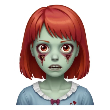 menina zumbi de franja e cabelo vermelho médio  sticker