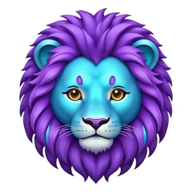 glitter purple and cian lion sticker