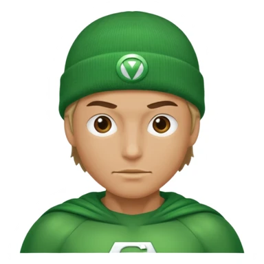 Green super hero with bannie sticker