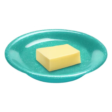 Realistic small tiffany blue glitter plate with butter stick on it. sticker