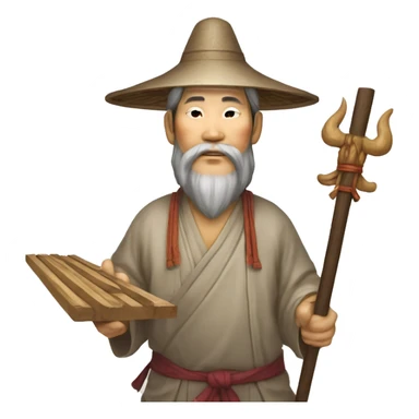 Lu Ban is a legendary figure in Chinese mythology, depicted as a clever craftsman often wearing wide robes, a broad-brimmed hat, and carrying woodworking tools. 🛠️🎩👕 sticker