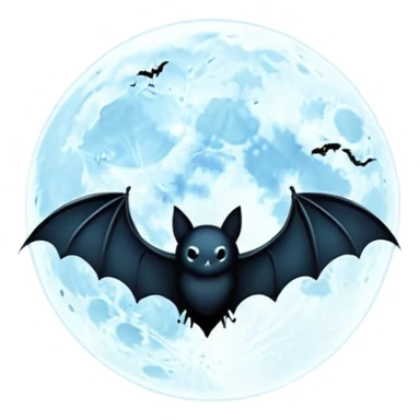Eerie foggy full moon with bat silhouette  sticker