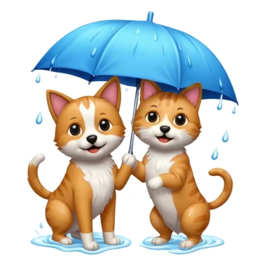 dog and cat playing in the rain sticker