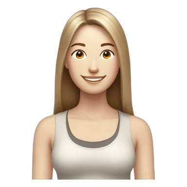 smiling woman with pale skin and middle brown long straight hair in a yoga position sticker