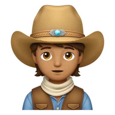 emoji with right eye bandaged with a cow boy hat sticker