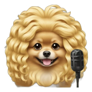 pomeranian curly blonde wig with a microphone sticker