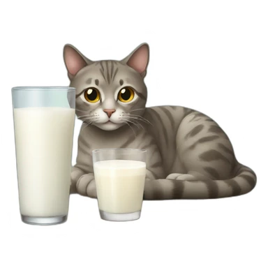 Cat with glass of milk sticker