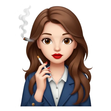 Cute girl with brown long hair, cute outfit, lipstick and a cigarette in her hand sticker