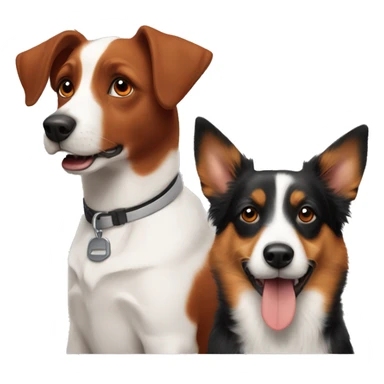 2 dogs best friends : a red tricolor Australian sheperd  and a Jack Russel sticker