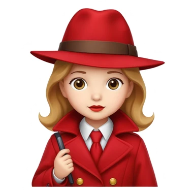 Baby Carmen Sandiego with red hat and coat, cute detective sticker