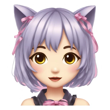 Edgy Kawaii Cute Cool Beautiful Elegant Pretty Pastel Anime Catgirl with ribbons sticker