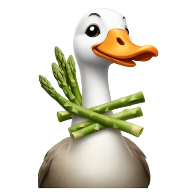 goose with an asparagus as head sticker