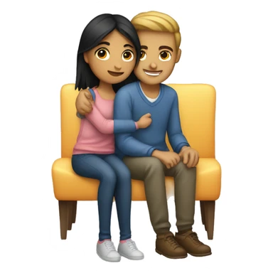 Girl sitting on boyfriend lap  sticker