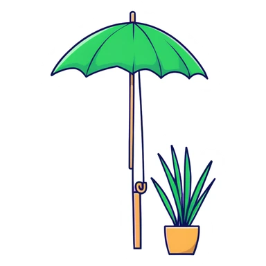 Tall reed-like papyrus plant with feathery tops, green stems and umbrella-shaped foliage sticker