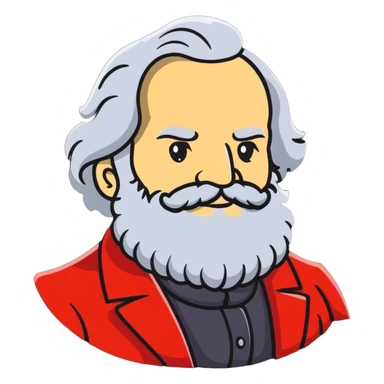 Karl Marx with a big beard, friendly expression sticker