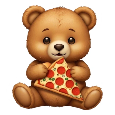Teddy bear eating pizza sticker