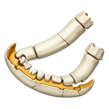 Detached jawbone lying cracked on the ground. sticker